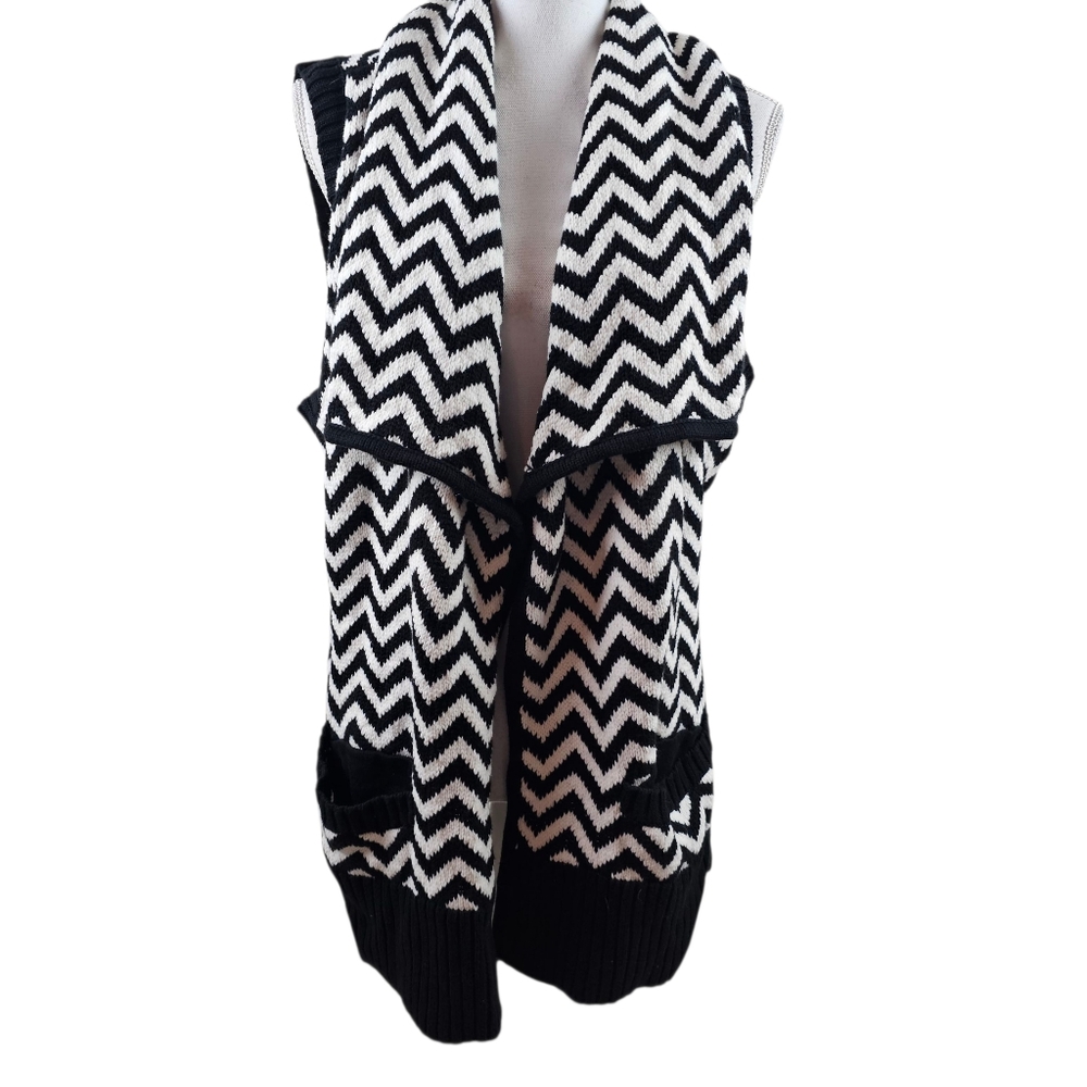 Chico's Chevron Open Front Sweater Vest In 3 (16)